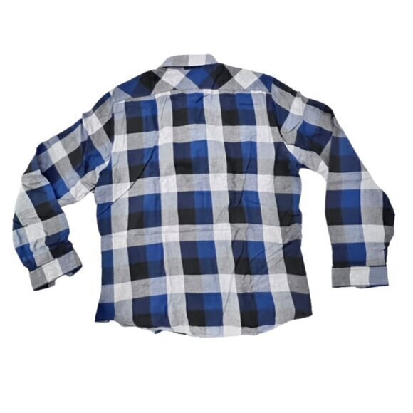 Express Shirt Mens Extra Large Blue Plaid Blue Snap Western Cowboy Long Sleeve - Picture 11 of 11